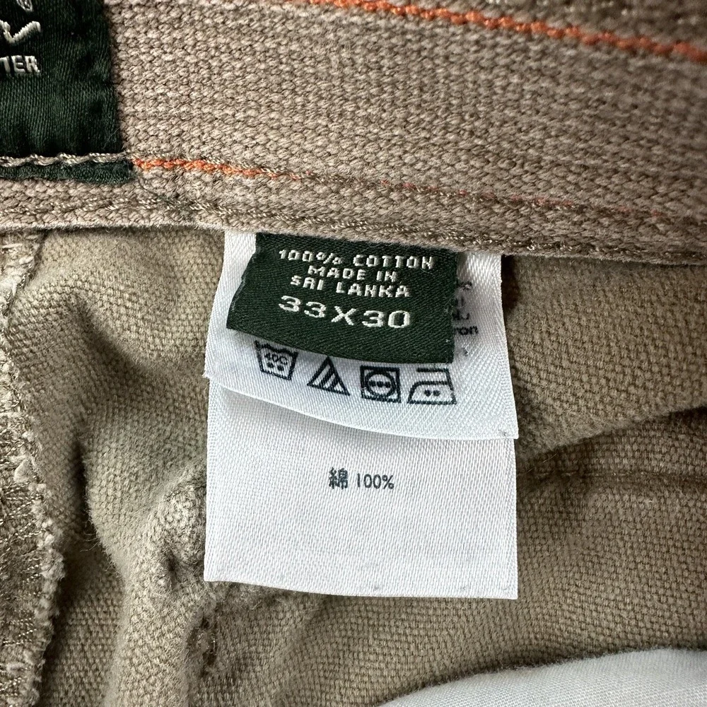 Eddie Bauer Mens Brown 34x28 Cargo Pants Pocket Button Zip Closure Straight Cut